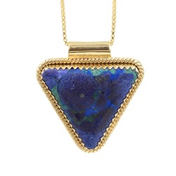 Azurite Malachite Necklaces, 18k Gold Pendant, Vintage Jewelry, Statement Pendant, Triangle Pendant, Dainty Necklaces for Women