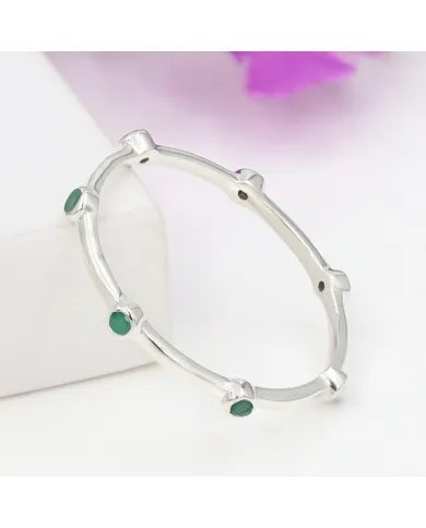 Emerald Gemstone Ring - 925 Sterling Silver - Minimalist Jewelry