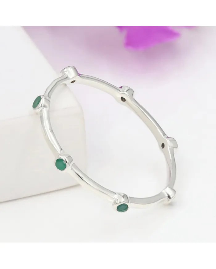 Emerald Gemstone Ring - 925 Sterling Silver - Minimalist Jewelry