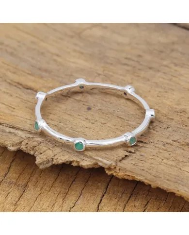 Emerald Gemstone Ring - 925 Sterling Silver - Minimalist Jewelry