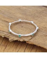 Emerald Gemstone Ring - 925 Sterling Silver - Minimalist Jewelry