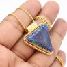 Azurite Malachite Necklaces, 18k Gold Pendant, Vintage Jewelry, Statement Pendant, Triangle Pendant, Dainty Necklaces for Women