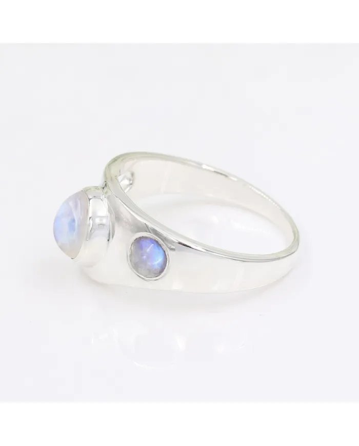 Natural Rainbow Moonstone Ring - 925 Silver Handmade Gemstone Jewelry