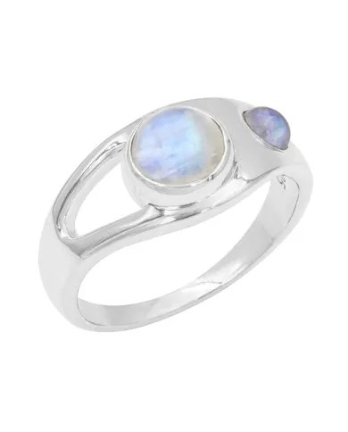 Natural Rainbow Moonstone Ring - 925 Sterling Silver Handmade Gemstone Jewelry