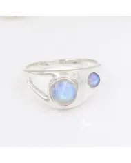 Natural Rainbow Moonstone Ring - 925 Silver Handmade Gemstone Jewelry