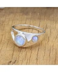 Natural Rainbow Moonstone Ring - 925 Silver Handmade Gemstone Jewelry