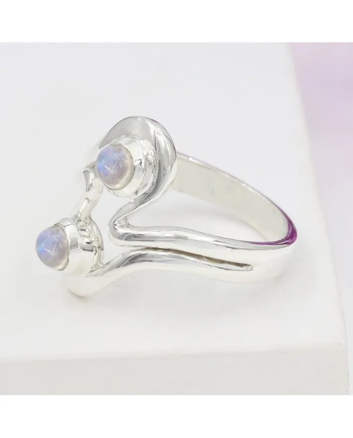 Rainbow Moonstone Ring - 925 Sterling Silver Handmade Gemstone Jewelry