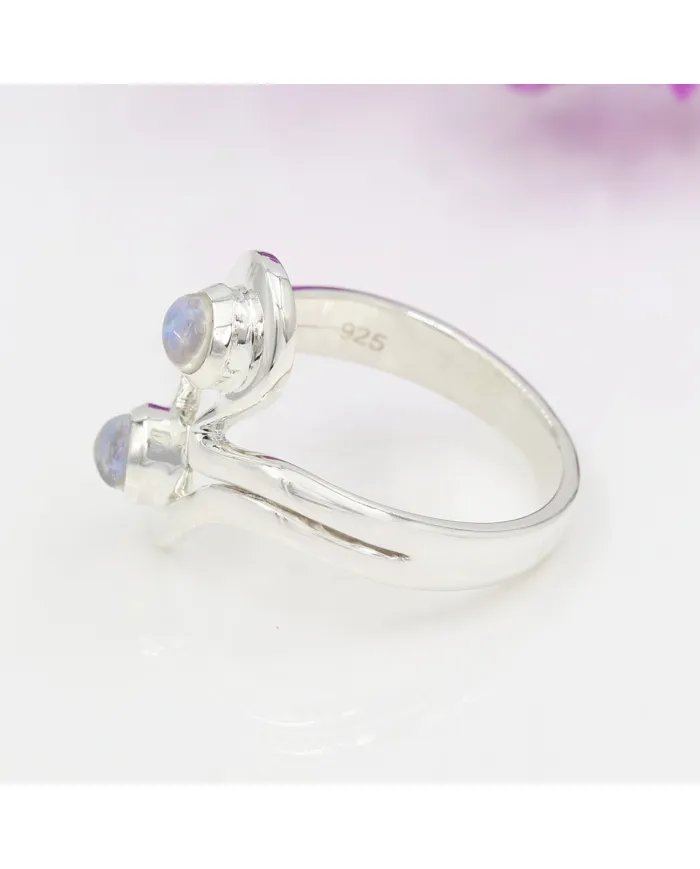 Rainbow Moonstone Ring - 925 Sterling Silver Handmade Gemstone Jewelry