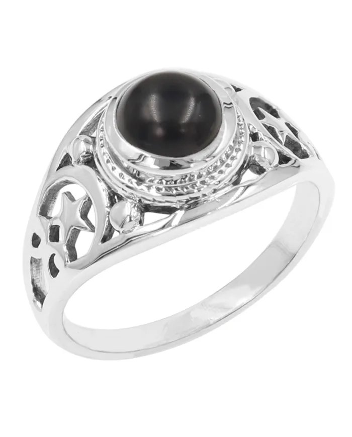 Black Onyx Ring - 925 Sterling Silver Handmade Boho Vintage Jewelry