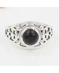 Black Onyx Ring - 925 Sterling Silver Handmade Boho Vintage Jewelry
