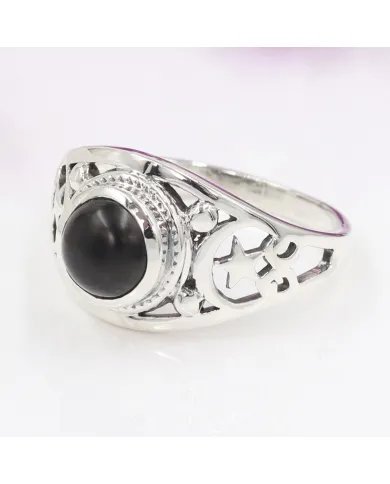 Black Onyx Ring - 925 Sterling Silver Handmade Boho Vintage Jewelry