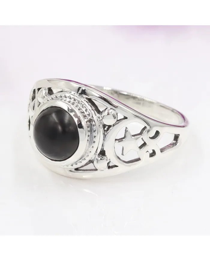 Black Onyx Ring - 925 Sterling Silver Handmade Boho Vintage Jewelry