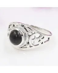 Black Onyx Ring - 925 Sterling Silver Handmade Boho Vintage Jewelry