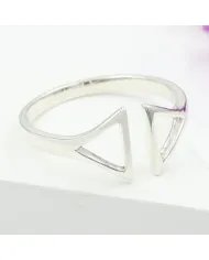 Double Triangle Open Band Ring – 925 Silver Minimalist Geometric