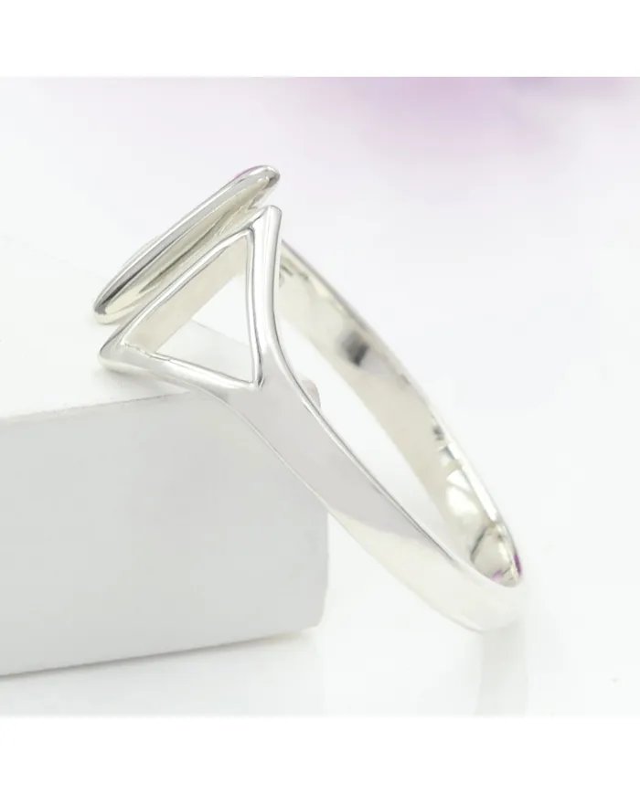 Double Triangle Open Band Ring – 925 Silver Minimalist Geometric