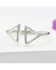 Double Triangle Open Band Ring – 925 Silver Minimalist Geometric