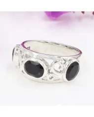 Natural Black Onyx - 925 Sterling Silver Handmade Ring Statement Jewelry
