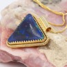 Azurite Malachite Necklaces, 18k Gold Pendant, Vintage Jewelry, Statement Pendant, Triangle Pendant, Dainty Necklaces for Women