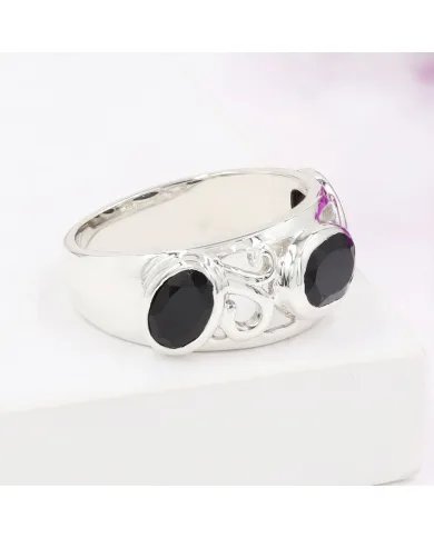 Natural Black Onyx - 925 Sterling Silver Handmade Ring Statement Jewelry