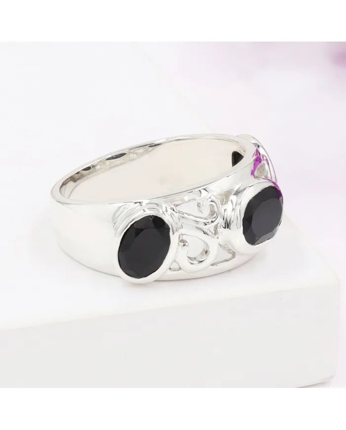 Natural Black Onyx - 925 Sterling Silver Handmade Ring Statement Jewelry