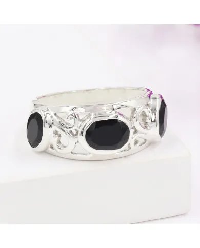 Natural Black Onyx - 925 Sterling Silver Handmade Ring Statement Jewelry