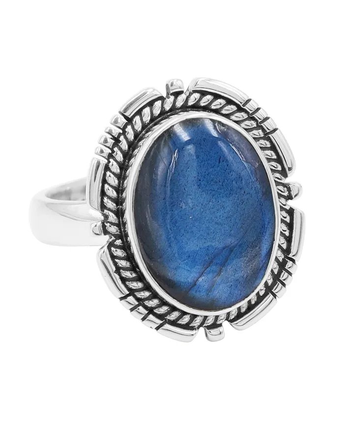 Labradorite Ring - 925 Sterling Silver Handmade Boho Vintage Jewelry