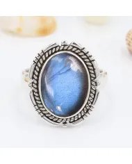 Labradorite Ring - 925 Sterling Silver Handmade Boho Vintage Jewelry