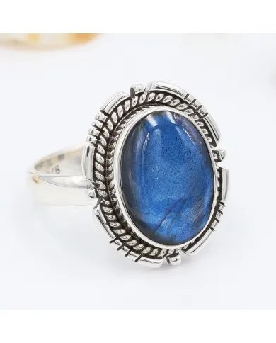 Labradorite Ring - 925 Sterling Silver Handmade Boho Vintage Jewelry