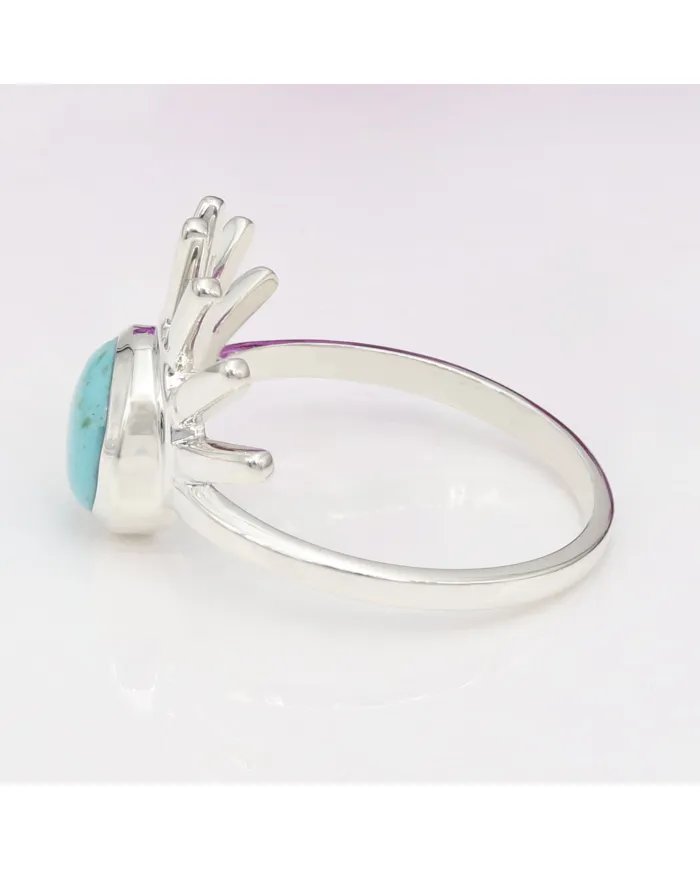 Arizona Turquoise Ring – 925 Silver Sunburst Handmade Boho Jewelry