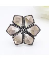 Smoky Quartz Flower Design Ring - 925 Sterling Silver Handmade Jewelry