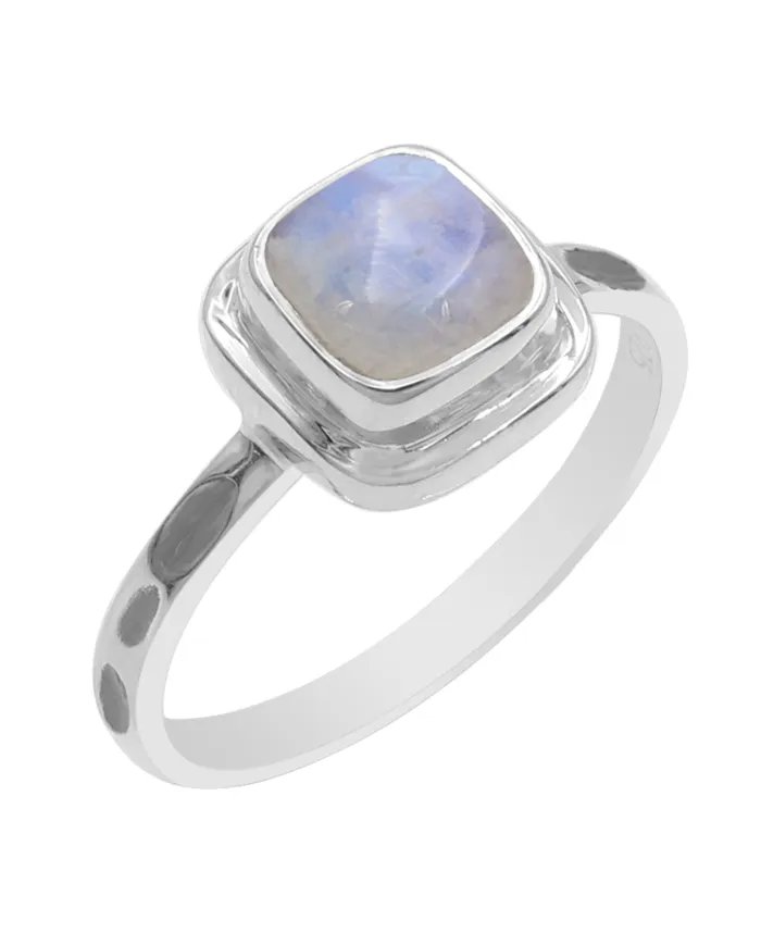 Rainbow Moonstone Ring - 925 Sterling Silver Minimalist Handmade Jewelry