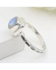 Rainbow Moonstone Ring - 925 Sterling Silver Minimalist Handmade Jewelry