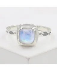 Rainbow Moonstone Ring - 925 Sterling Silver Minimalist Handmade Jewelry
