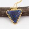 Azurite Malachite Necklaces, 18k Gold Pendant, Vintage Jewelry, Statement Pendant, Triangle Pendant, Dainty Necklaces for Women