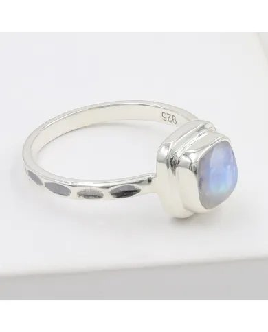 Rainbow Moonstone Ring - 925 Sterling Silver Minimalist Handmade Jewelry
