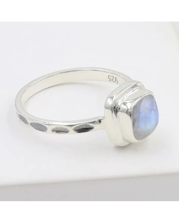 Rainbow Moonstone Ring - 925 Sterling Silver Minimalist Handmade Jewelry