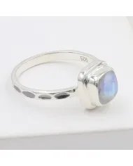 Rainbow Moonstone Ring - 925 Sterling Silver Minimalist Handmade Jewelry