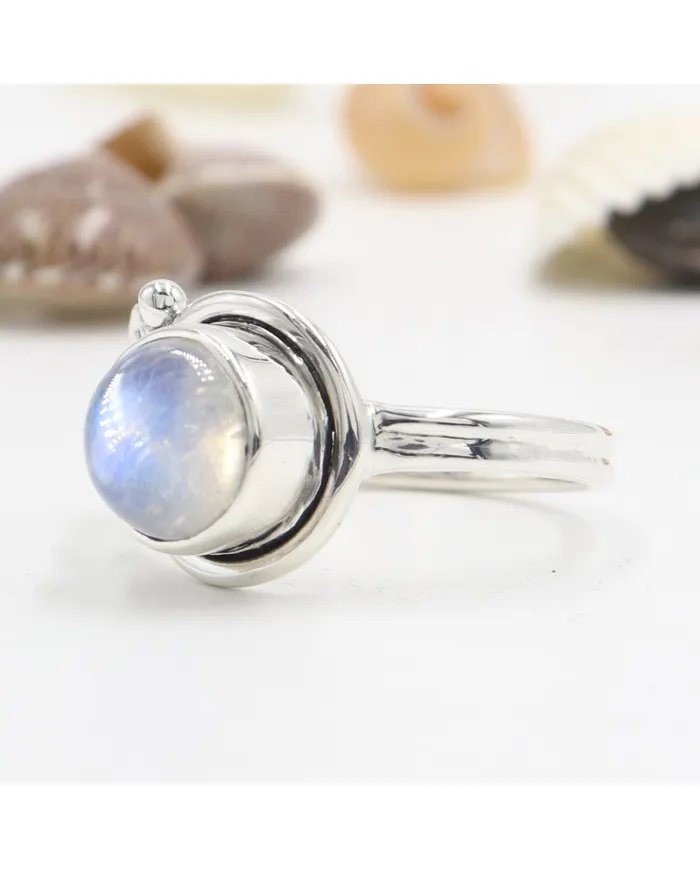 Rainbow Moonstone Ring - 925 Sterling Silver Handmade Gemstone Jewelry