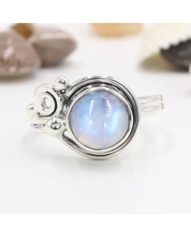 Rainbow Moonstone Ring - 925 Sterling Silver Handmade Gemstone Jewelry