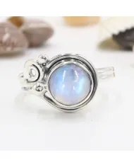 Rainbow Moonstone Ring - 925 Sterling Silver Handmade Gemstone Jewelry