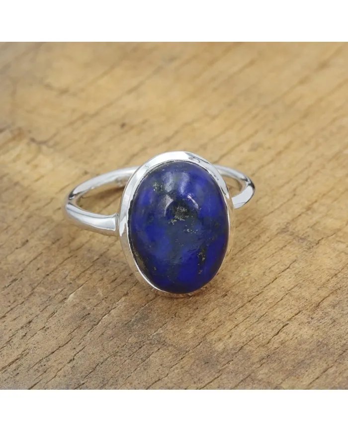 Lapis Lazuli Ring - 925 Sterling Silver Solitaire Gemstone Jewelry