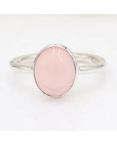 Natural Rose Quartz Ring - 925 Sterling Silver Solitaire Gemstone Jewelry