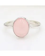 Natural Rose Quartz Ring - 925 Sterling Silver Solitaire Gemstone Jewelry