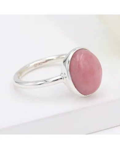 Pink Opal Ring – Handmade 925 Sterling Silver Solitaire Gemstone Jewelry