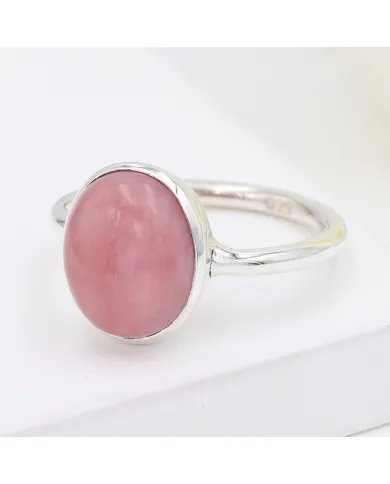 Pink Opal Ring – Handmade 925 Sterling Silver Solitaire Gemstone Jewelry