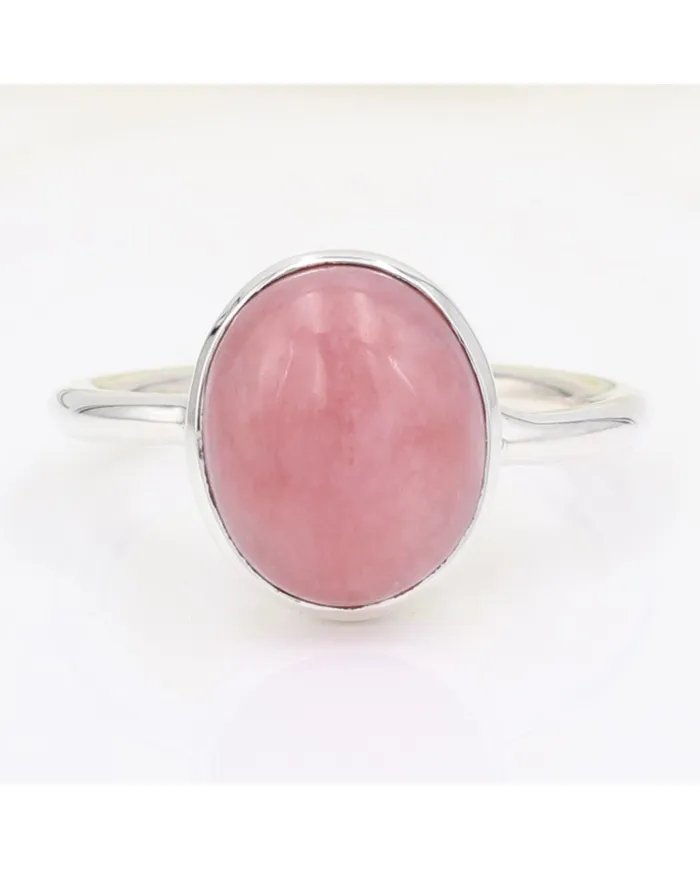 Pink Opal Ring – Handmade 925 Sterling Silver Solitaire Gemstone Jewelry