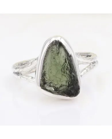 Raw Moldavite Ring – Handmade 925 Sterling Silver Gemstone Jewelry