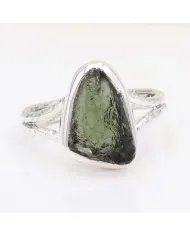 Raw Moldavite Ring – Handmade 925 Sterling Silver Gemstone Jewelry