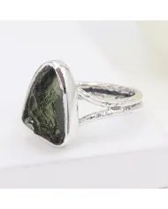 Raw Moldavite Ring – Handmade 925 Sterling Silver Gemstone Jewelry