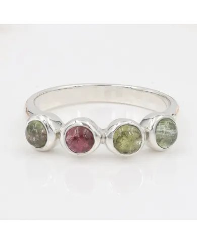 Multi Tourmaline Ring - 925 Sterling Silver Handmade Gemstone Jewelry
